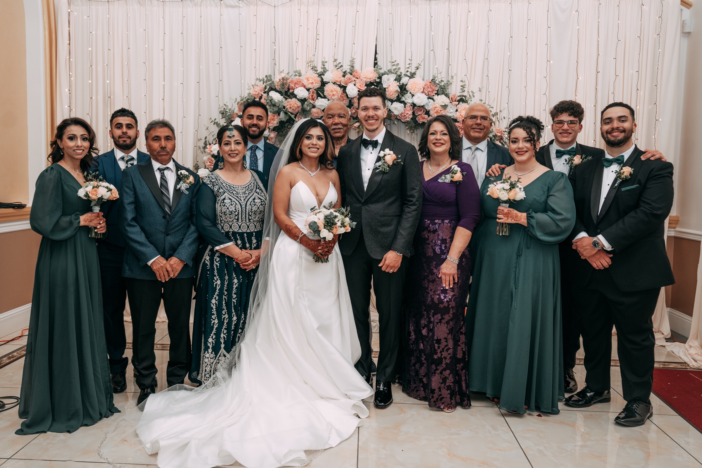 A family portrait with the newlyweds
